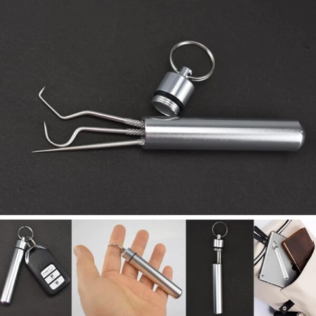 Portable Stainless Steel Tooth Pick Sticks with Key Rings